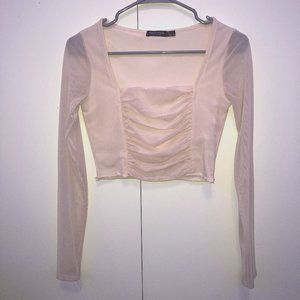 Nasty Gal Long Sleeve Mesh Crop Top